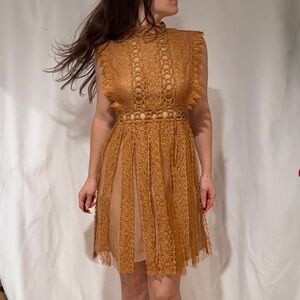 Free People Orange Lace Party Mini Dress